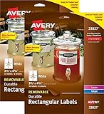 Avery Removable Labels for Laser & Inkjet Printers, 3.5' x 4.75', 32 Water Resistant Labels (2 Pack,...