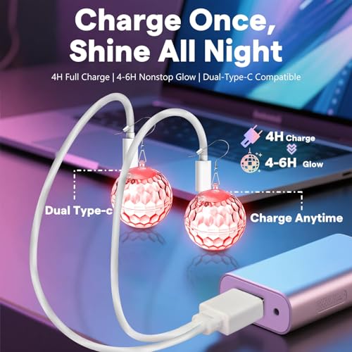 Disco Ball LED Earrings -16 Light Modes Rechargeable Lighting Up Earrings, 70s 80s Flashing Neon Drop Earring for Women, Glow in the Dark for Halloween Christmas Dance Rave Party Glowing up Gifts3