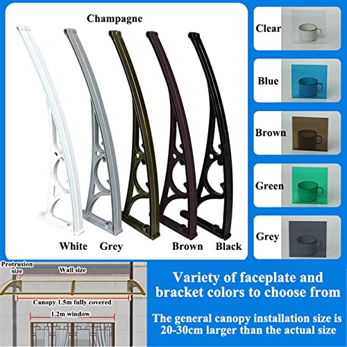 Auvent de fenêtre en polycarbonate solide pare-soleil contre la neige pour terrasse et patio - 7