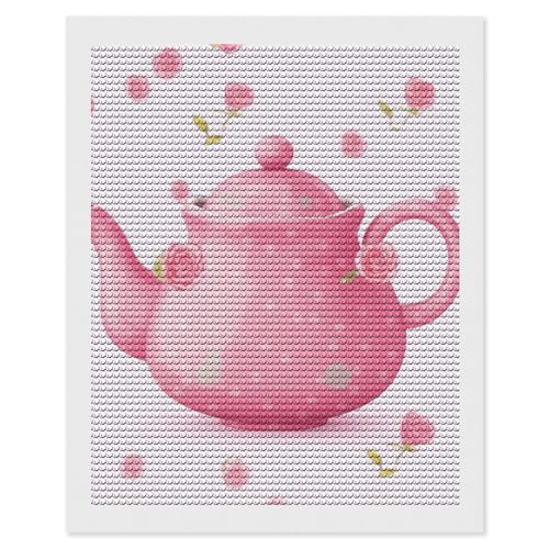 Kit peinture diamant théière 40x50 cm avec plateaux carrés pour décoration