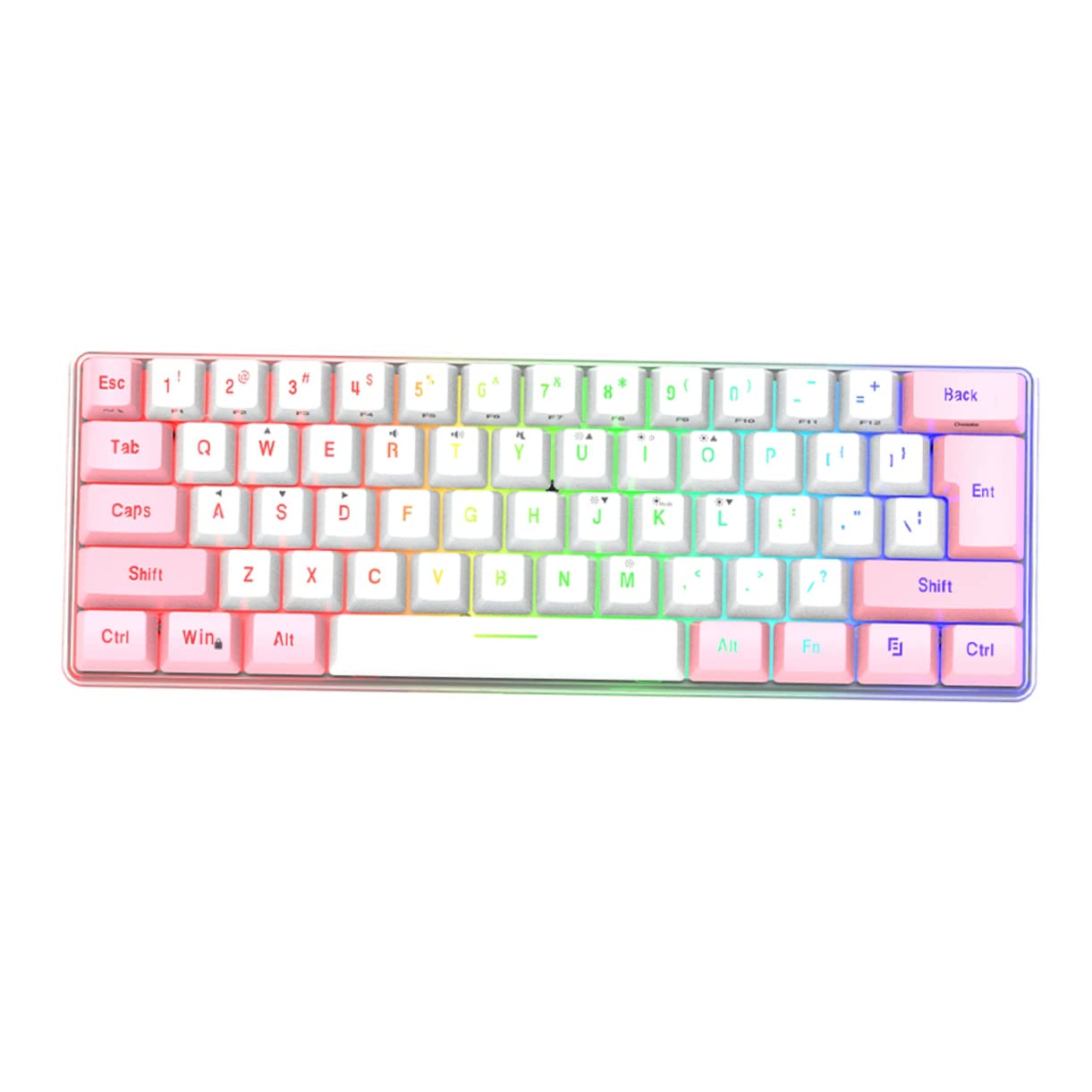 HEMOTON Tastiera Gaming Meccanica Compatta 61 Tasti Abs Rgb Multimediale | Tastiera Gaming Compatta, USB Interfaccia, per Gioco Multimediale, Design Compatto da 61 Tasti