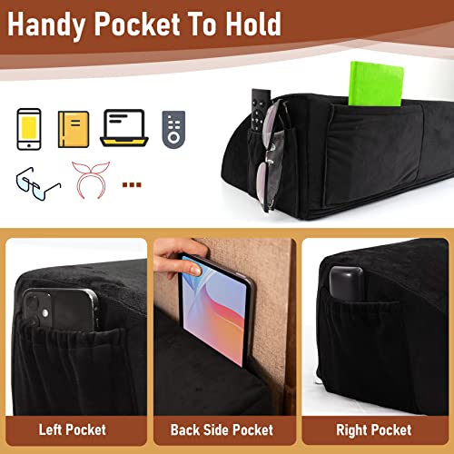 Wedge Pillow Headboard, Soft Velvet Bed Gap Filler For Mattress Seams (0-7"),Bed Wedge Pillow,Mattress Wedge Pillow Fill Gap Between Headboard/Wall And Mattress (Night Black, 60X10X6) #TOP1