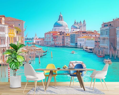 Fotomural de Venecia 300x210 cm en tejido no tejido azul para decoración de salón 3
