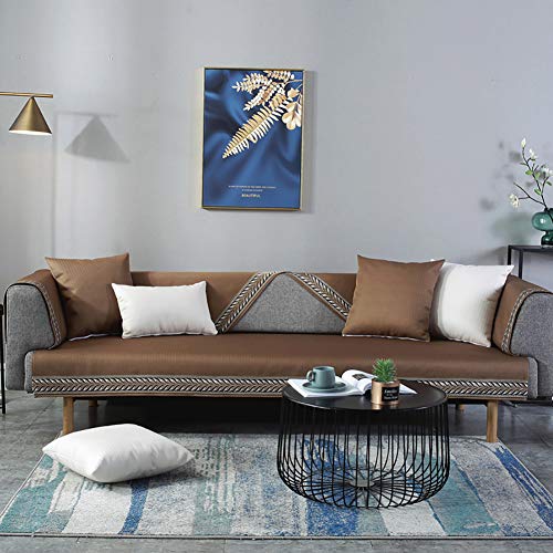 Topyl Anti-Slip Sofa Protector Cover,Modern Sectional Couch Covers,Hand-Woven Lace Sofa Slipcover For Loveseat Recliner Leather Coffee 70X210Cm(28X83Inch) #TOP1