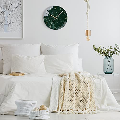 Vikmari Glass Wall Clock Silent Non Ticking Wall Clock- 12 Inch Quality Quartz Battery Operated Round Easy To Read Home/Office/Classroom/School Clock (Dark Green) #TOP6