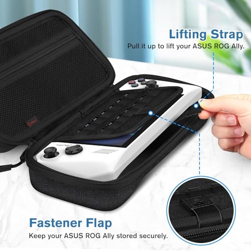 Image of Fintie Carrying Case for ASUS ROG Ally 7 inch Gaming Handheld - [Shockproof] Hard Shell Protective Cover Portable Travel Bag w /Inner Pocket and 14 Game Card Slots for ASUS ROG Ally & Accessories, Black,