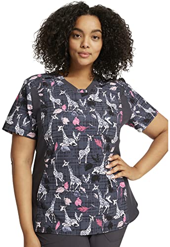 Cherokee iFlex Women Scrubs Top V-Neck Knit Panel...