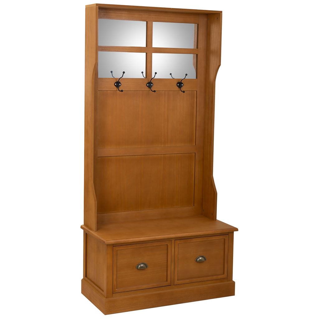 WANDERLUST DECO Recibidor Perchero de Madera con banqueta Marron 92x39,​5x184