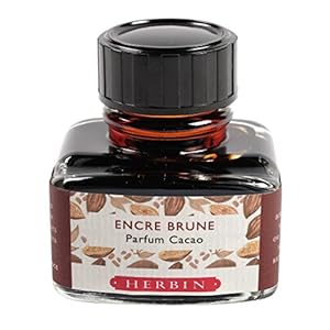Herbin 13746T – inktflacon, geparfumeerd,”Les subtiles”, ideaal voor schrijfpen en roller, 30 ml, 1 stuk, bruin met cacao-geur