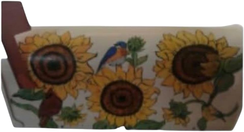 Hand Painted Standard Metal Mailbox in Sunflowers and Birds