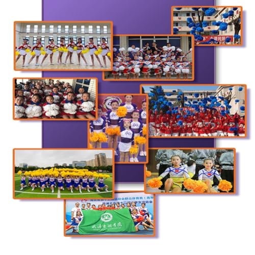 Hrlace Pack of 2 Cheerleading Pompoms Professional Cheerleader Pom Poms Plastic Hand Flowers Colourful Cheerleading Pom Poms with Handle for Sports Competition Cheer Dance Party White 2# 3.5 Inches 21 - Image 4