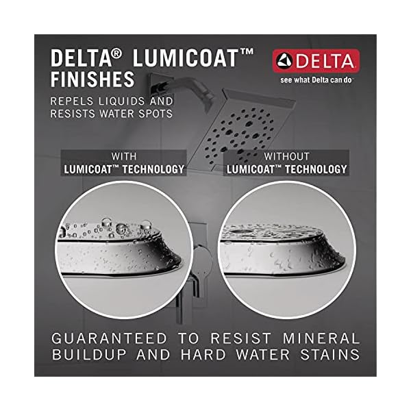 Delta faucet single spray raincan shower head chrome shower head rainfall shower head round shower head metal shower head 175 gpm flow rate lumicoat chrome 52158 pr  urban country home decor