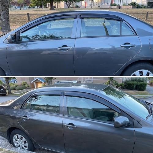 Image of Rain Guards Compatible with 2009-2013 Toyota Corolla, Acrylic Slim Style Window Visor Rain Guard, Side Window Deﬂector for Toyota Corolla Accessories 4 Pieces, 2010 2011 2012