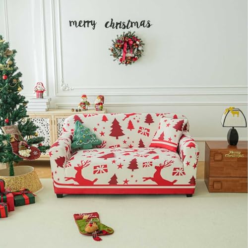 Funda De Sofa 2 Plazas Árbol Rojo Fundas Sofás Adaptables Funda De Sofá Elástica En Spandex,Fundas Universal Ideal para La Mayoría Sofa Protección para Perros Y Mascotas