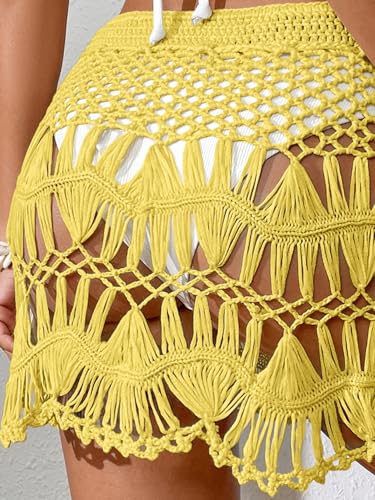 Image of Floerns Women's Bathing Suit Tie Waist Crochet Beach Cover Up Skirt