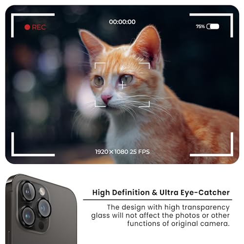 Image of ArmourPro Premium Camera Lens Protector Tempered Glass Compatible For iPhone 14 Pro Max and iPhone 14 Pro Tough HD Individual Aluminum Alloy Rings 9H Camera Cover , Scratch-Resistant,Camera Lens Protection| Black