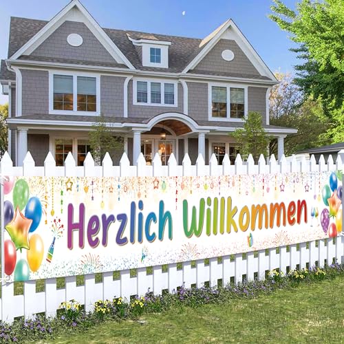 Tasoraor Herzlich Willkommen Banner Deko - Buntes Begrüßungsbanner Girlande Innen Außen(37×274 cm) Welcome Home Deko für Geburtstag Rückkehr Einzug Jubiläum Schuleinführung Firmenfeier Party