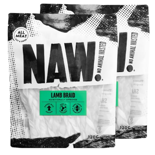 NAW Lamb Braids For Dogs 240g (2 Packs of 120g). Premium Braided Lamb Dog Chews Made From 100% Natural Lamb To Support Healthy Dental Hygiene