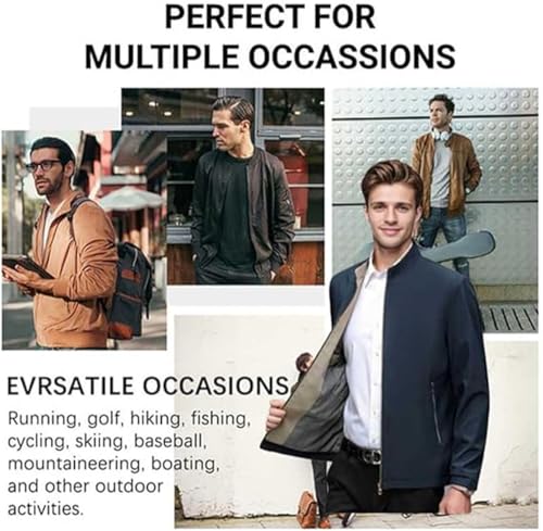 Aviation Men's Standing Collar Zipper Casual Jacket, Men Lightweight Business Casual Windbreaker Jacket with Pocket2