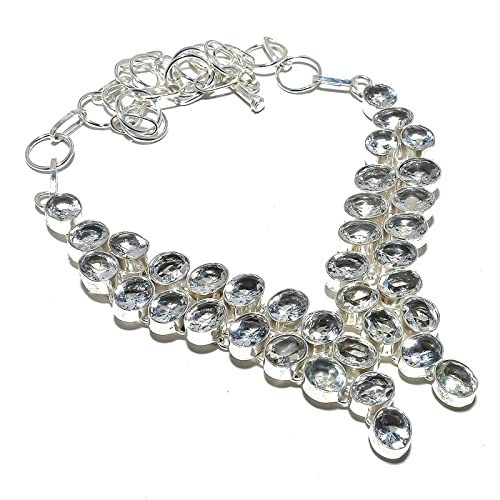 Collier quartz cristal transparent bijou fait main femme argent sterling Kashish