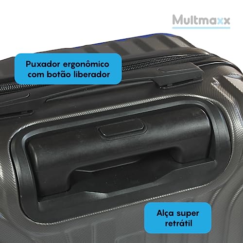 Mala de Viagem de Bordo Pequena 10Kg em ABS Rodinhas 360º Multmaxx (Cinza)