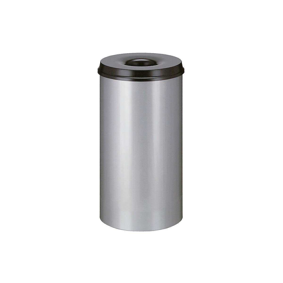 V-Part Selbstlöschender Papierkorb 50 Liter, Korpus rot / Löschkopf schwarz | Stahl, selbstlöschend, Volumen 50 l, HxØ 625 x 335 mm, Korpus rot / Löschkopf schwarz