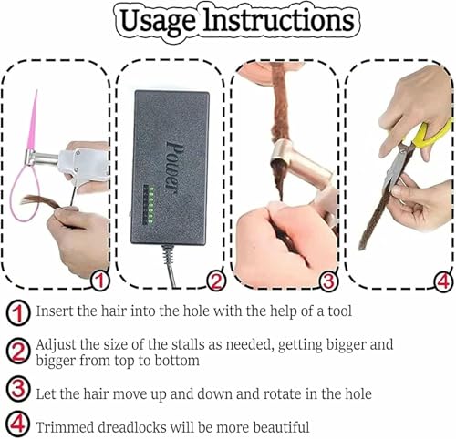 Máquina de rastas eléctrica para crear trenzas de crochet de 6 a 16 mm de forma fácil 8