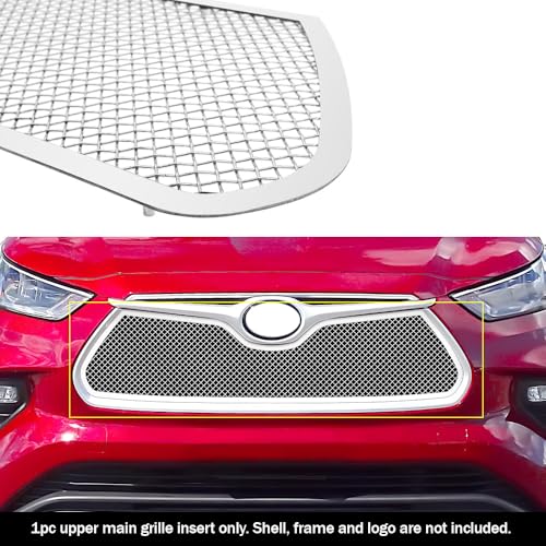 Image of APS Compatible with Toyota Highlander 2020-2026 Main Upper Stainless Steel Chrome Mesh Front Grill Grille Insert T75041T