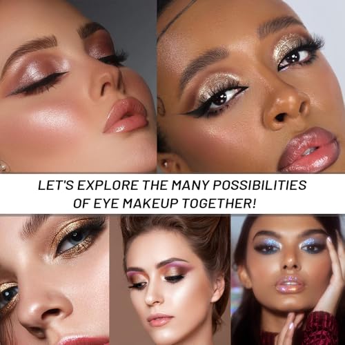 Image of WanTuoluo Sparkly Eyeshadow Palette for Women, Single Monochrome Eye Shadow Makeup, Shiny Pressed Cream Powder, Blendable Natural sombras para ojos, Holographic,Vegan,Travel (03-Glitter-Silver White)