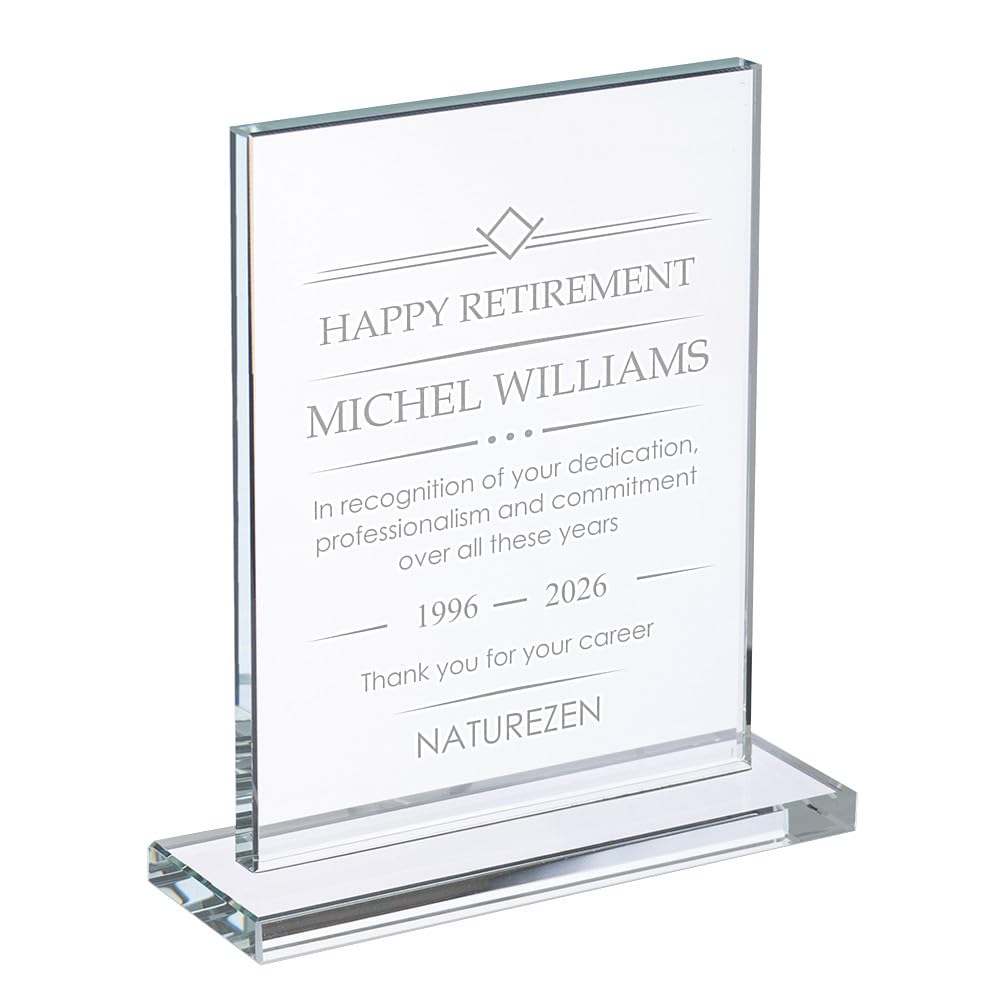Wanapix | Trofeo Personalizado con Nombre y Texto | Cristal Grabado (Escala de Grises) | Premio Personalizado | Rectangular 12x19 cm | Incluye Estuche para Guardar | Detalle Original — view 5
