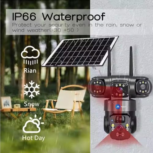 Image of Maizic Smarthome Batman Solar 4G SIM CCTV Camera 5MP*3 (Triple Lens) Outdoor Security Camera | 3 Screen View, Color Night Vision, Two-Way Audio, AI Human Motion Detection (Black, Batman Solar 4g)