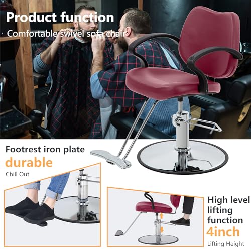 PayLessHere-Barber-Chair-Salon-Chair-Styling-Heavy-Duty-Hydraulic-Pump-Stylist-Chair-Adjustable-Hydraulic-Chair-for-Hair-Stylist-Women-ManBurgundy