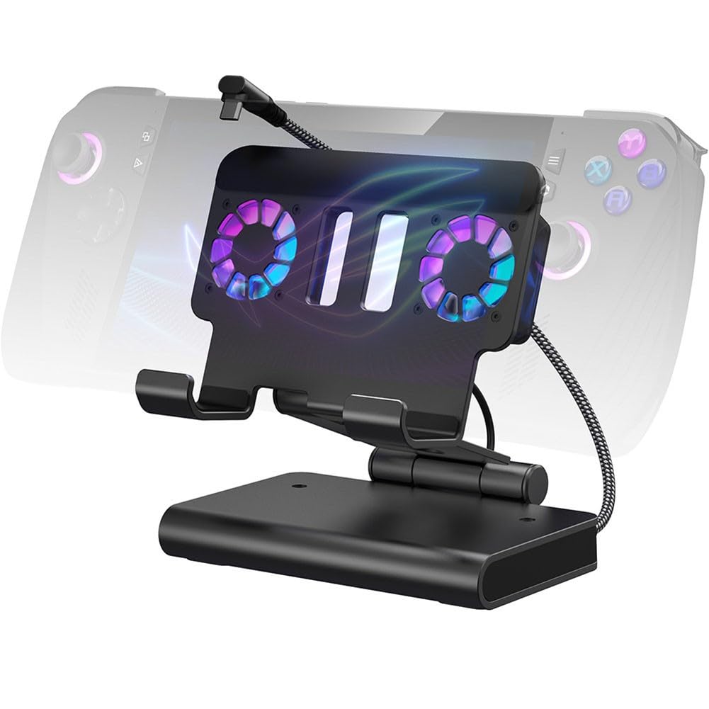 Docking station 4K@144Hz con doppie ventole di raffreddamento per console portatili, uscita 85W, Gigabit Ethernet, compatibile con rog Ally-X, Steam Deck, per legion Go, OneXPlayer APEX