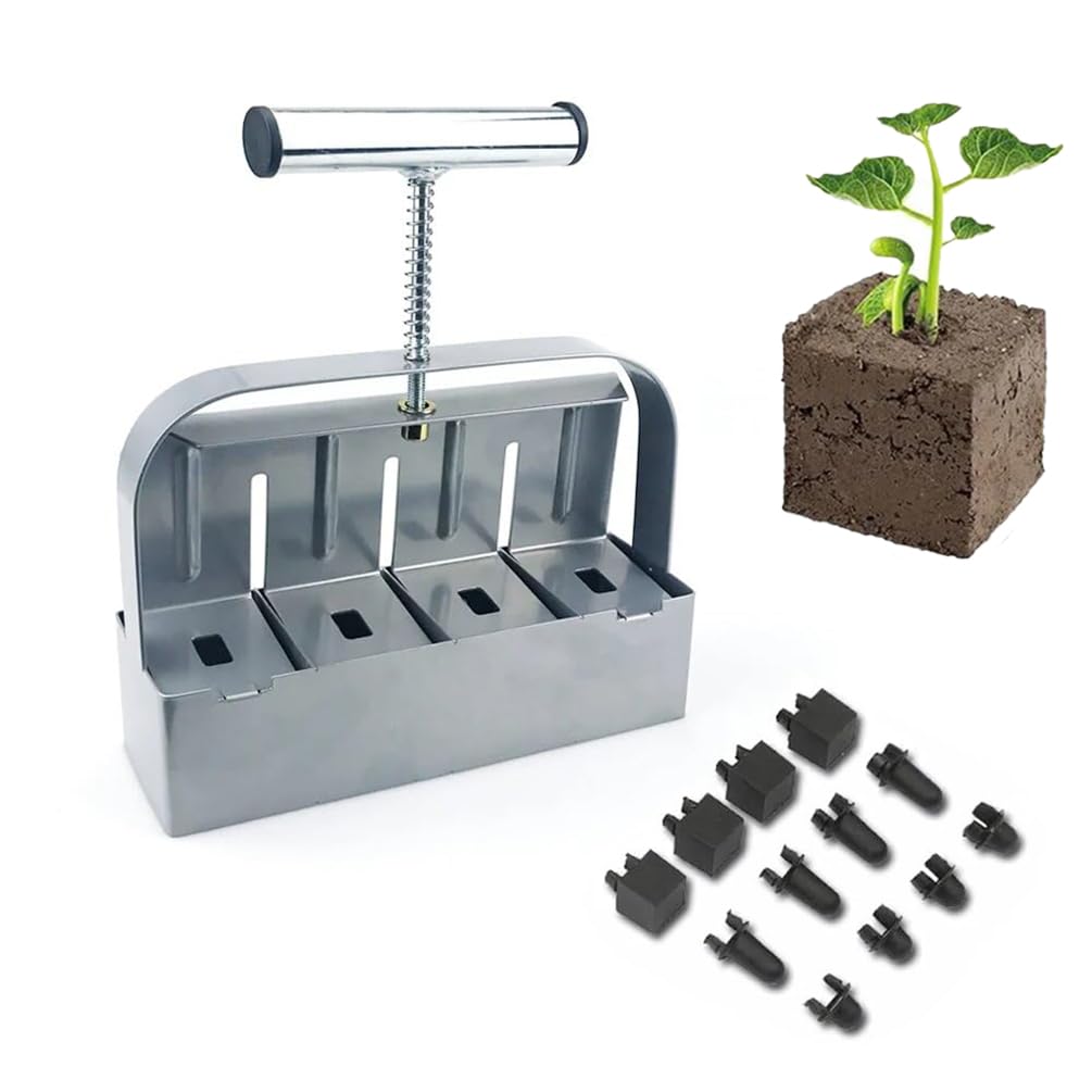 Juego de herramientas ergonómicas manuales para bloquear el suelo, fabricante de plántulas de 4 rejillas, equipo de jardinería reutilizable para trasplantar plántulas, agarre antideslizante para un