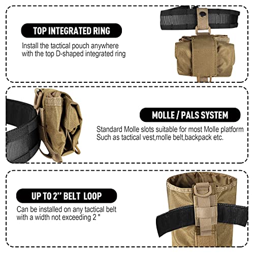 Dump Pouch Tactical Belt Molle Mag Pouches,Roll Up Foldable Recovery Utility Magazine Tool Waist Storage Bag. (Coyote Brown) #TOP2