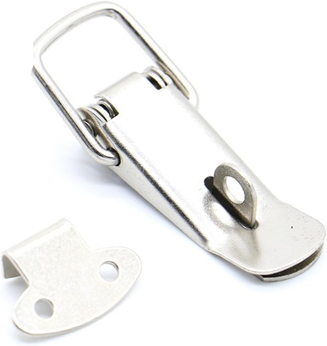 J106 Cabinet Boxes Spring Loaded Latch Catch Toggle Locks Hasp 27 * 63 Iron Hasp for Sliding Door Window Cabinet 1Pcs