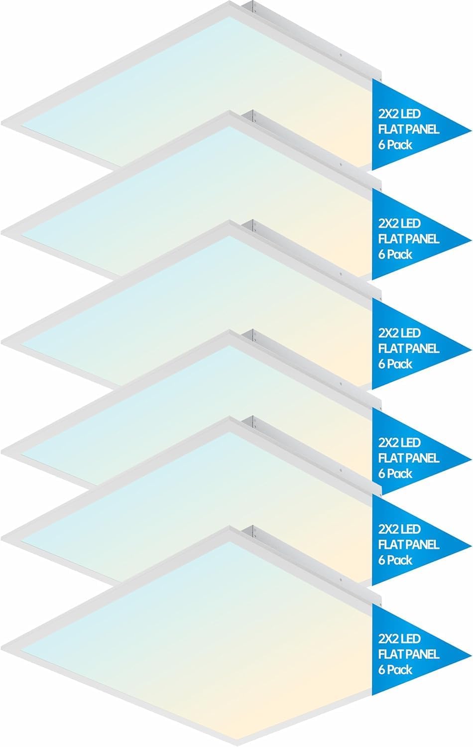 2×2 LED Light Flat Panel, 20/25/30/35/40W, 5 Color Temps 3K/3.5K/4K/5K/6.5K, Dimmable Recessed Drop Ceiling Lights, 2500-5000 Lumens, Lay in Fixture for Office, 120-277V, ETL DLC (6, Pack)