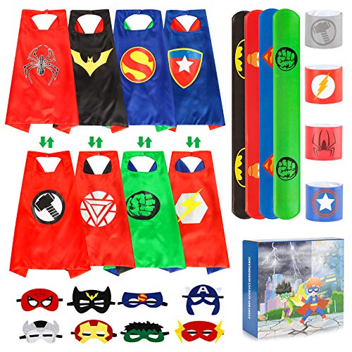 Kuaima Superhero Capes For Kids Boy Girl Halloween Cosplay Costume Party Double Side Cape Christmas Role Play Dress Up cover