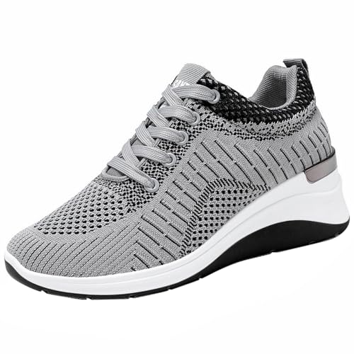 Chaussures de sport d'été pour femme - Avec talon compensé - Baskets à coussin d'air - Maille respirante - Chaussures de course légères - Chaussures de...