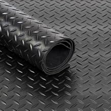 GCM- Rubber Matting Roll | Thick Heavy Duty Flooring Mat, Indoor & Outdoor, Non-Slip, Waterproof & Easy to Cut | Ideal for Garage, Vans, Gym, Shed Floor (Checker Plate, 1.5m x 1.5m)