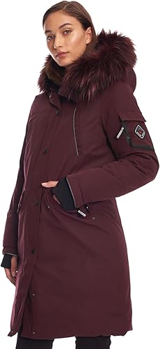 Miniatura 2 de ALPINE NORTH Laurentian - Chaqueta larga de plumón vegano para mujer con capucha de piel sintética Uva,Azul marino,Topo,Negro,Oliva