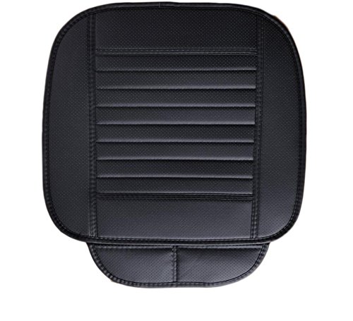 Edealyn (2Pcs Pu Leather Seat Covers Auto Seat Protector Car Seat Covers For Front Seat With Side Flaps,(Deep20 Inch × Width20 Inch × Thick 0.4 Inch) (Black-2 Pcs) #TOP3