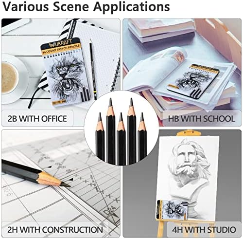 Drawing Pencils for Artists 14 Pcs - 12B  6H Sketching Pencils Set with Metal case for Drafting, Sketching, Shading, Drawing, Illustrations  Ideal for Artists, Students & Beginners of all Age Groups