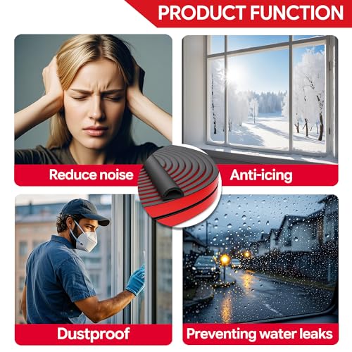 Image of 26 Feet Weather Stripping Door Seal Self Adhesive EPDM Foam Rubber Seal Strip D-Shaped Door Weather Stripping for Door and Window, RV, Boat, Auto, Truck, Marine, W:0.75 inch; H:0.375 inch