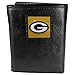 NFL Siskiyou Sports Mens Green Bay Packers Deluxe Leather Tri-fold Wallet One Size Black