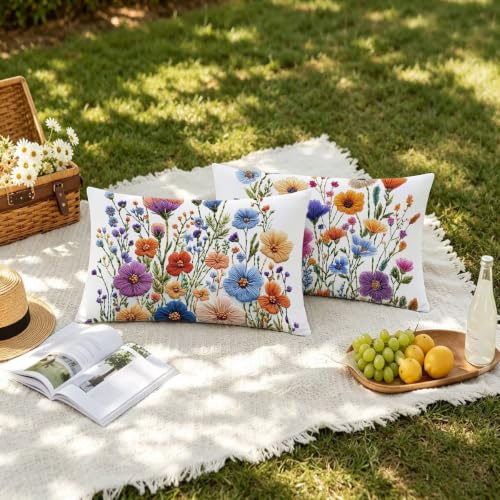 Housse coussin extérieur imperméable fleur 40x80 pour protéger vos oreillers de sofa