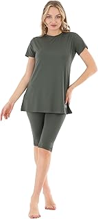 Islamic Short Sleeve Swimsuits for Women Modest Muslim 4 PCS | Full Cover Rash Guard Burkini | Arabic Swimwear