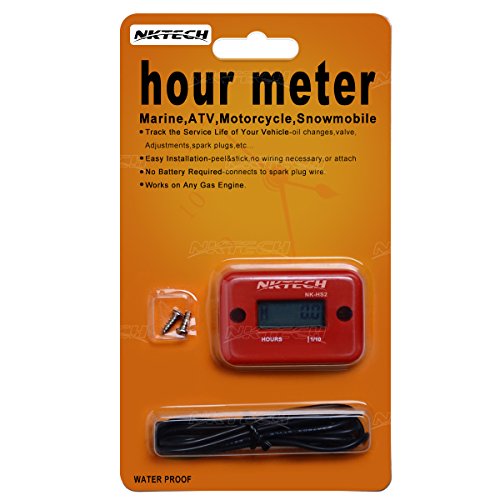 Nktech Nk-hs2 Inductif heure Mètre pour gas Engine Marine ATV Moto motoneige Dirt Générateur de ski Bateau étanche Stroke tachymètre, Red Cover
