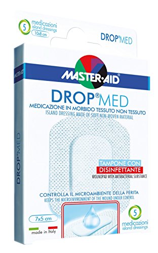 MASTER AID pansements sensibles DROP® MED (10 x 12cm) | perméable à l'air | agréable à la peau | stérile | hypoallergénique | traitement des plaies, blessure, cicatrisation - 5 pansements par boîte