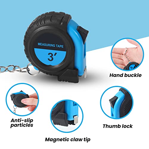 Cinta métrica mini retráctil 3 ft 50 piezas azul miniatura 3